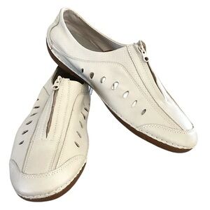 Propet W07101 Leather Sporty Shoes For Women Size 10 Slip On Zip Closure Ivory
